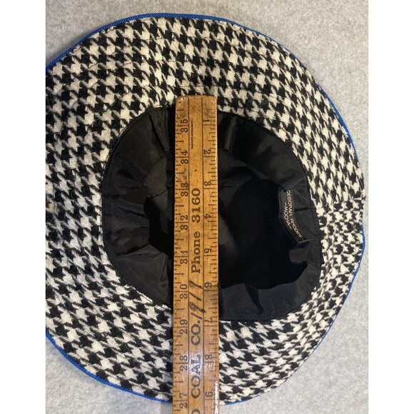 Deborah Rhodes Mocha Bucket Hat Houndstooth Black And White Blue Trim Retro main image 5